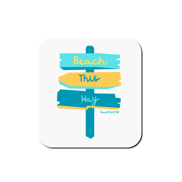 Beach this way  - Coaster - Square Hardboard Thumbnail